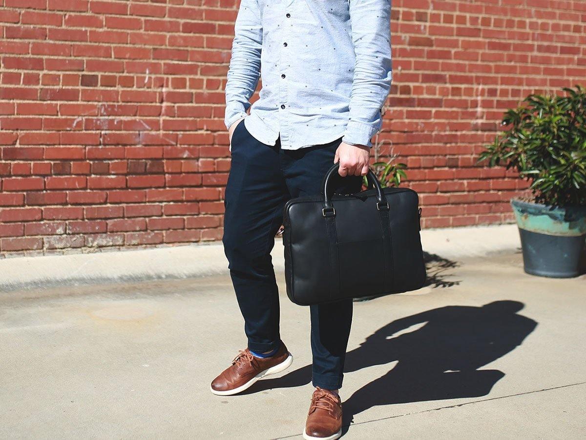 American Leather Laptop Bag - Black - Image 3