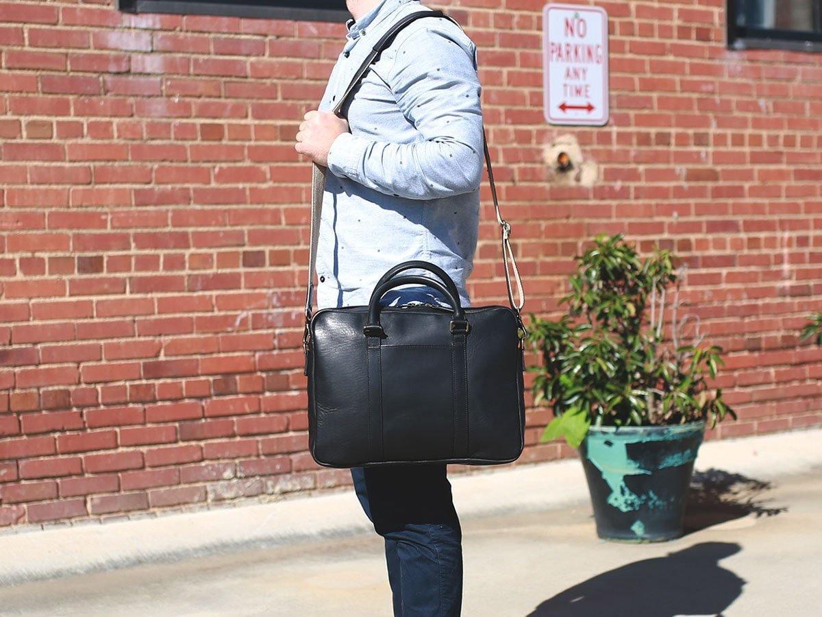 American Leather Laptop Bag - Black - Image 4