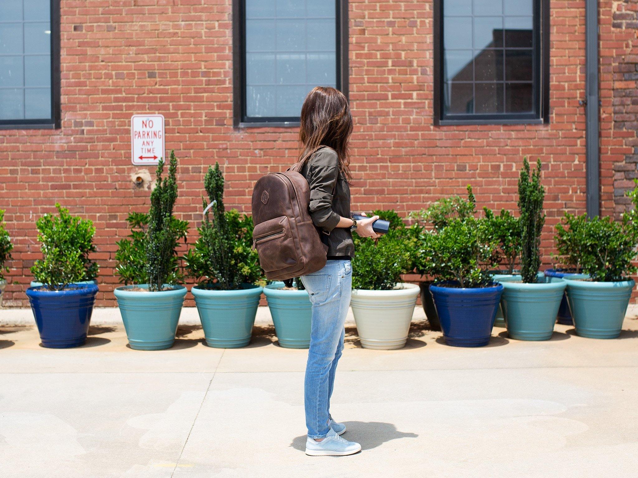 Brown Leather Backpack - City - Image 6