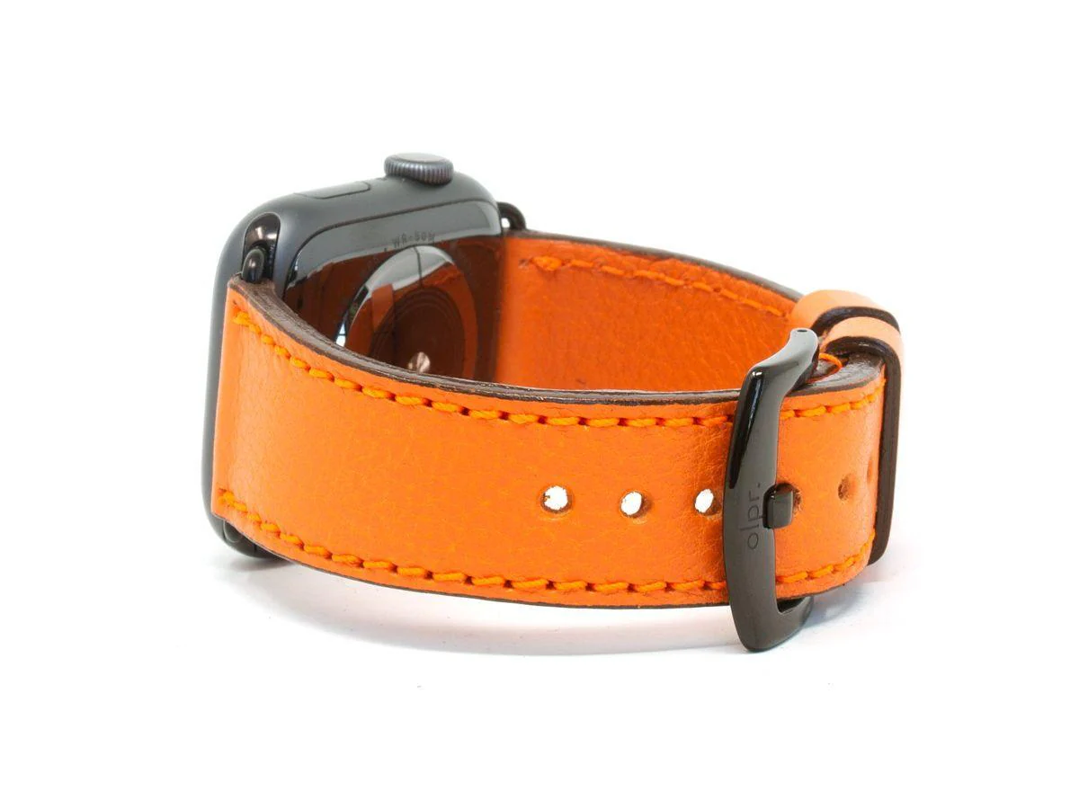 Italian Leather Apple Watch Band - Orange - Image 5