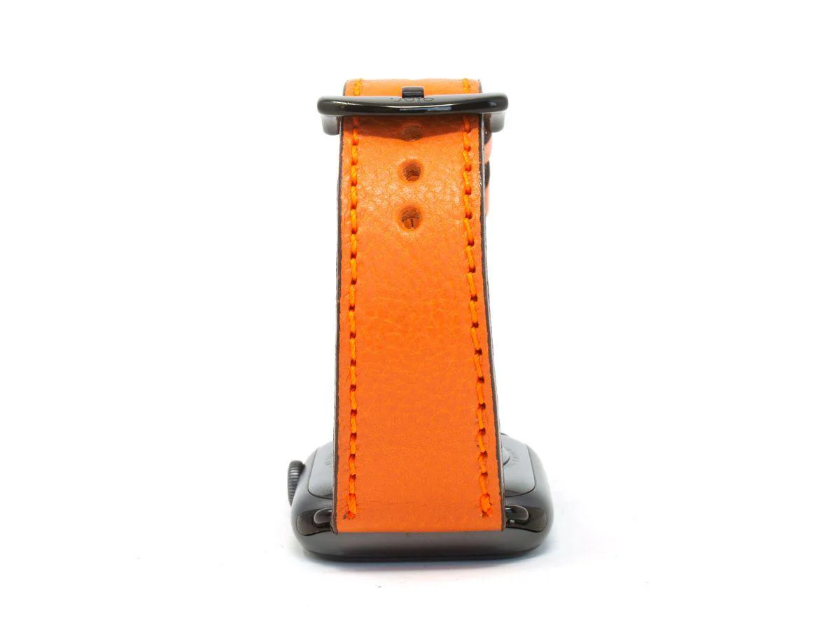 Italian Leather Apple Watch Band - Orange - Image 8