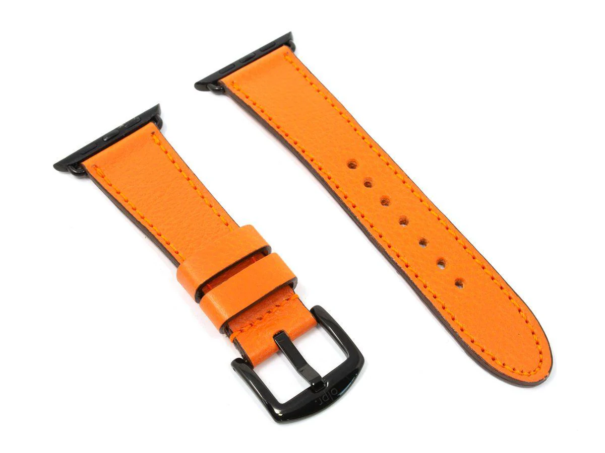 Italian Leather Apple Watch Band - Orange - Image 9