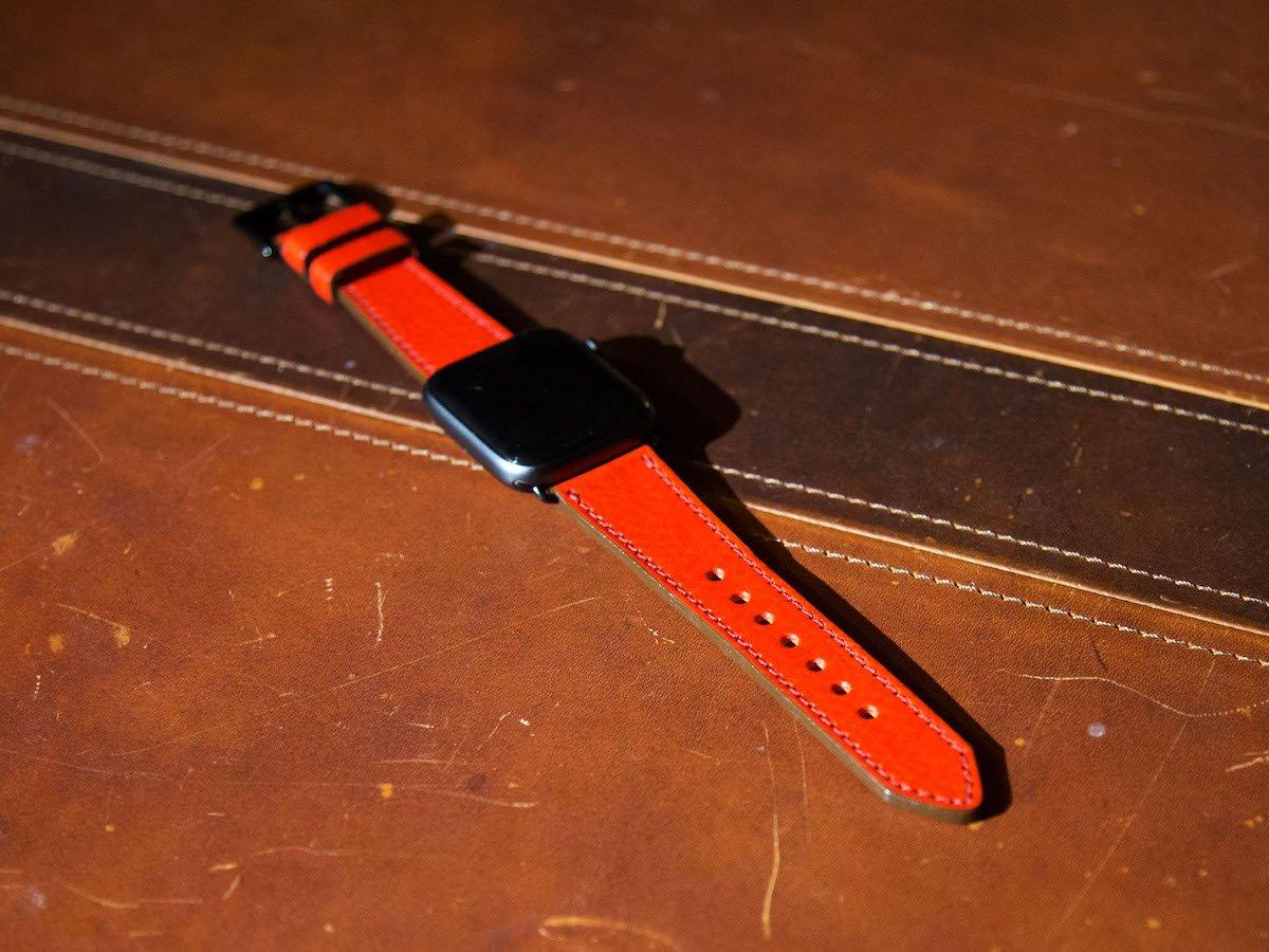 Italian Leather Apple Watch Band - Red - Image 3