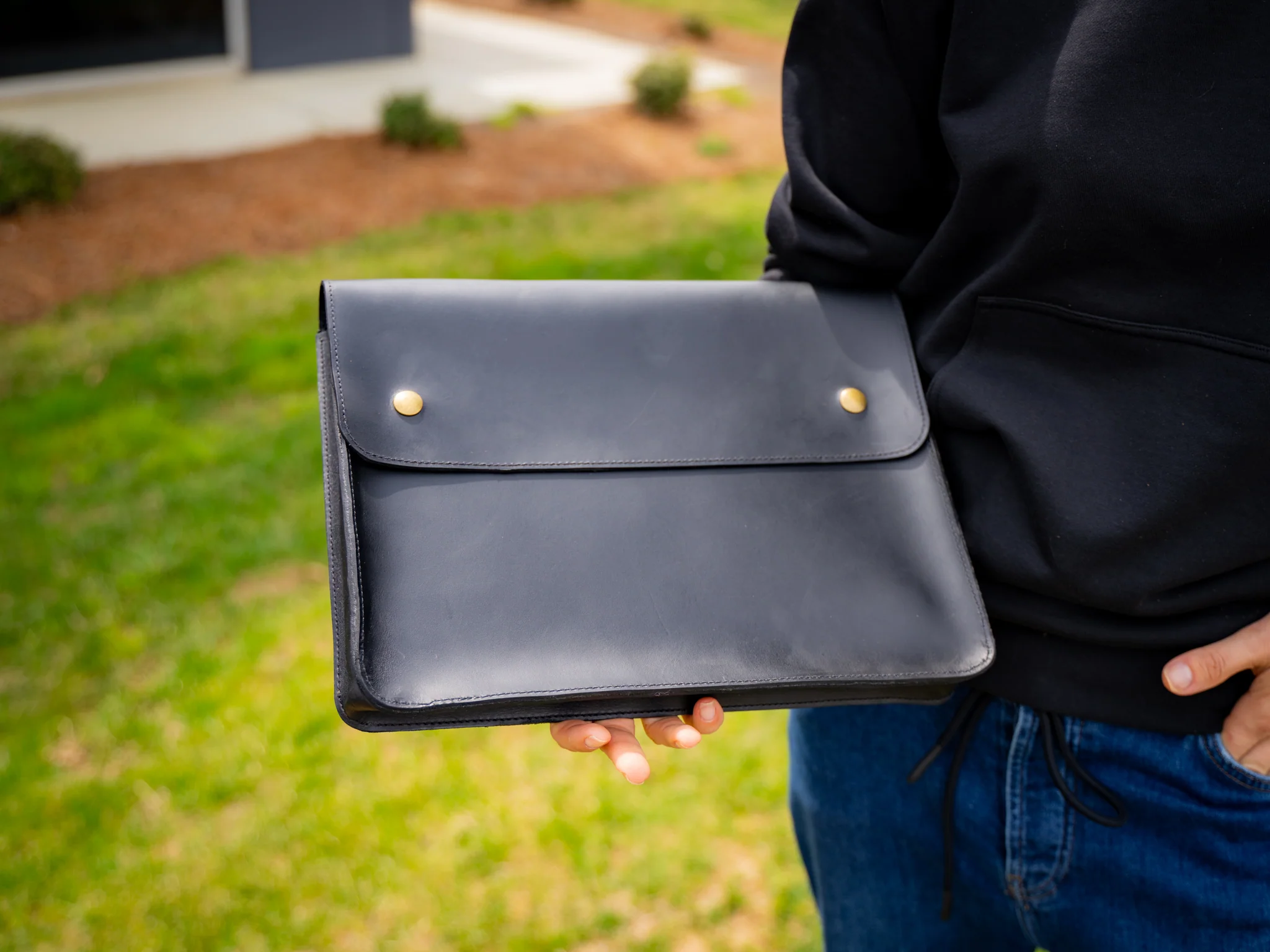 Leather Document Folder - Black - Image 3