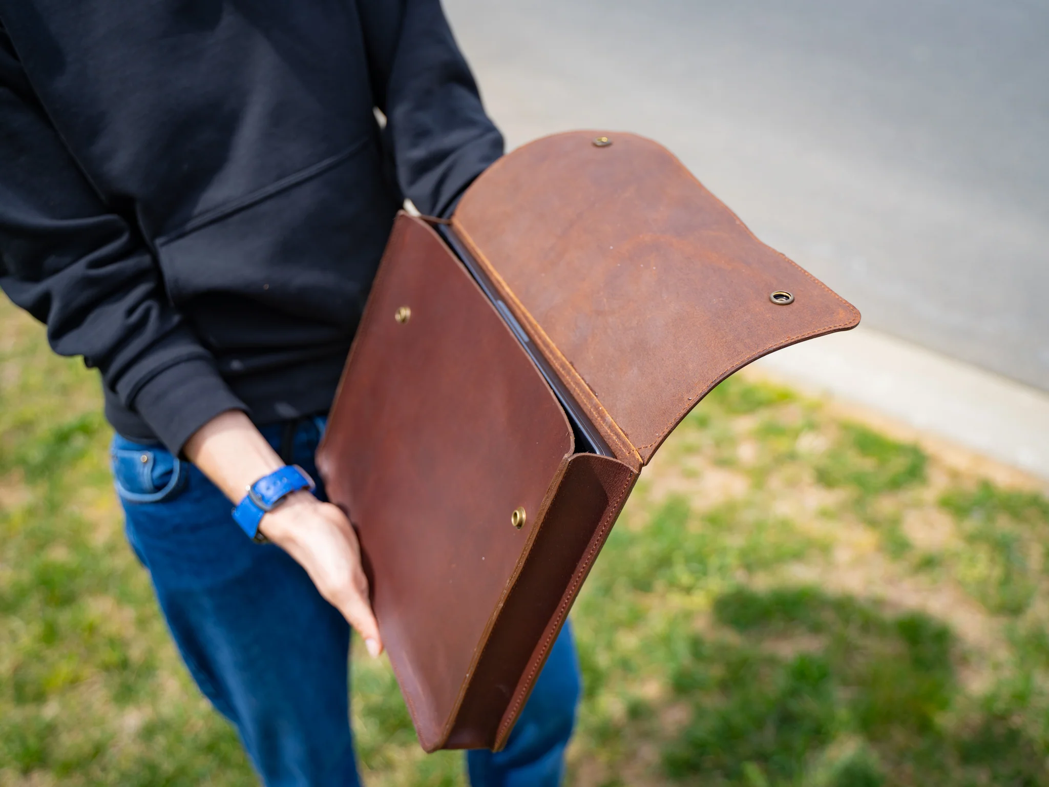 Leather Document Folder - Chestnut - Image 3
