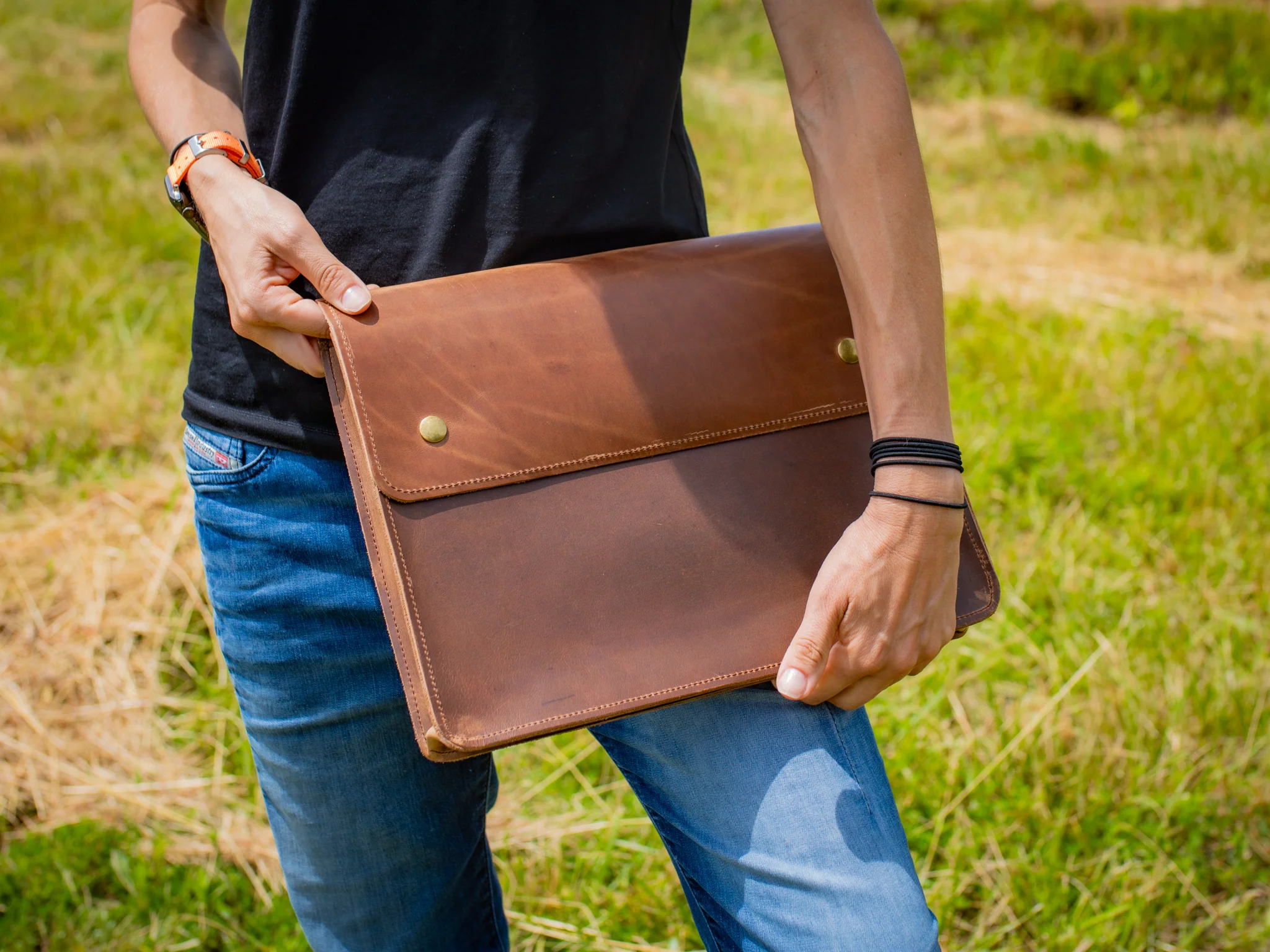 Leather Document Folder - Sesame - Image 4