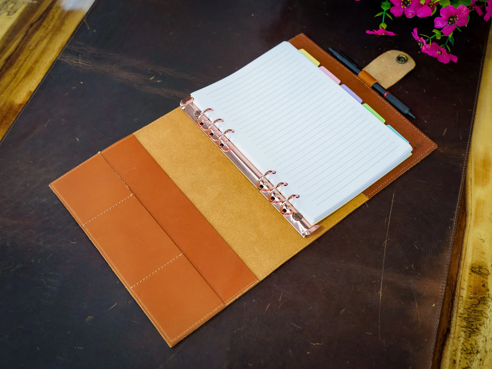 Leather Padfolio with Spiral Refill - Natural - Image 3