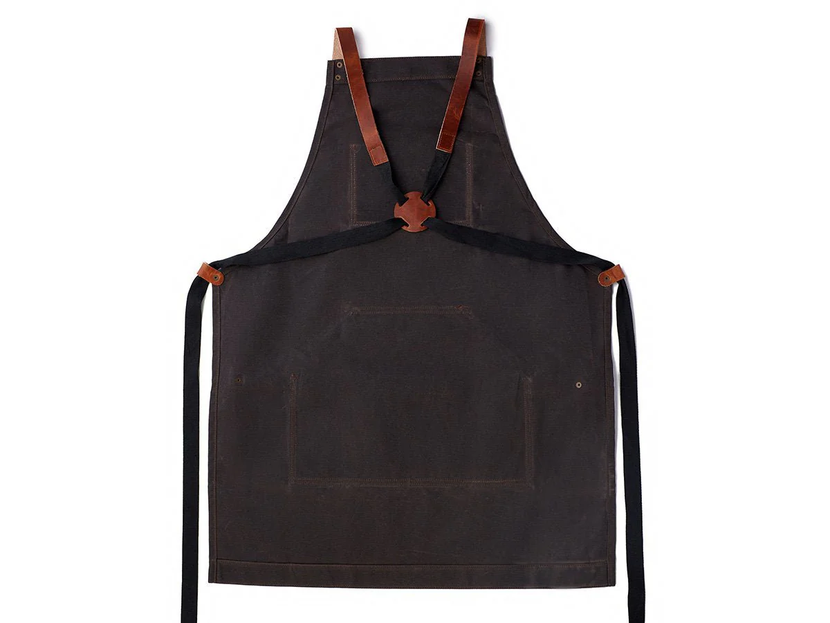 Waxed Canvas and Leather Apron - Dark Chocolate - Image 6