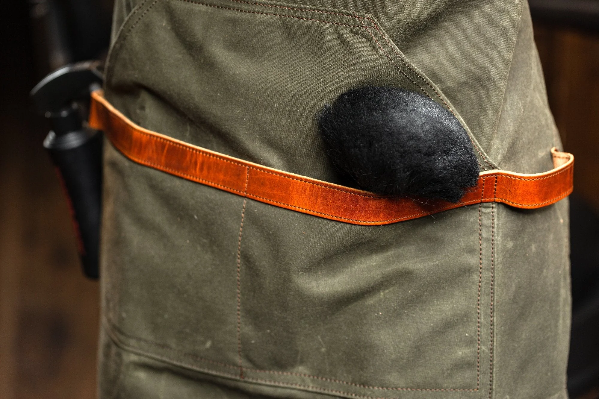 Waxed Canvas and Leather Apron - Green - Image 8